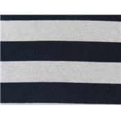 Tissu Jersey Coton Rayé Blanc / Bleu Marine