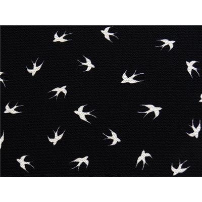 Tissu Crepe LONDRES Noir Imprimé Hirondelle