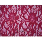 Tissu Dentelle Rouge avec Sequins Rouge