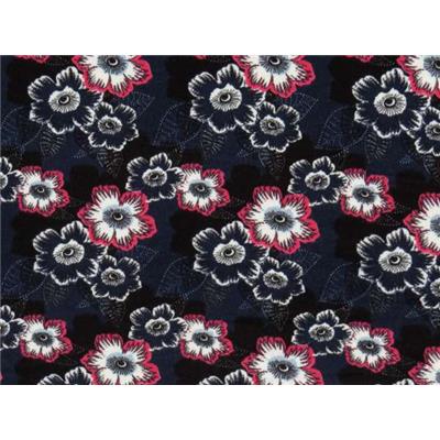 Tissu Jersey Viscose / Elasthanne Imprimé Fleur Japonisante