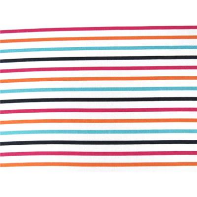 Tissu Molleton Gratté Rayé Blanc / Multicolore