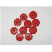 Bouton Rond Bicolore Blanc / Rouge 22 mm