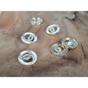 Bouton Rond Entrelac Blanc, Dor & Strass 20 mm