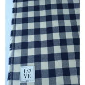 Tissu Flanelle 100 % Viscose Maxi Vichy Marine & Ecru