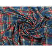 Tissu Flanelle Tartan Bleu Acier