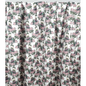 Tissu Satin de Coton Fleurs & Feuillage Graphique
