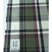 Tissu Sergé 100 % Coton Bio TARTAN Kaki / Ecru