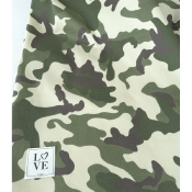 Tissu Sergé Stretch Camouflage Beige