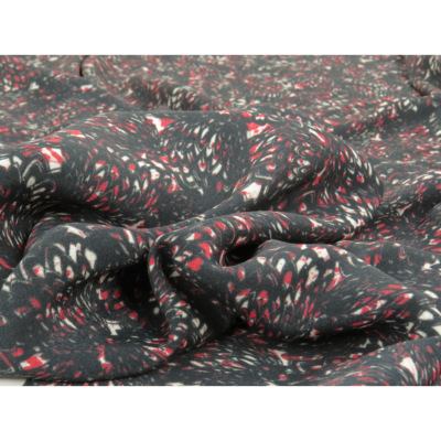 Tissu Crepe Viscose Abstrait Ecru / Rouge