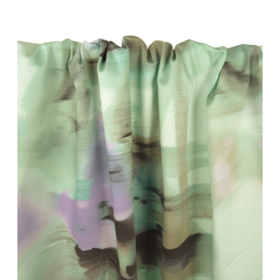 Tissu Satin de Coton Abstract Flowers Parme