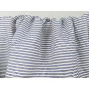 Tissu Sergé 100 % Coton Rayures Irrégulières Ecru / Bleu
