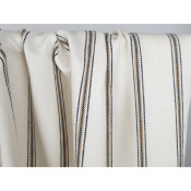 Tissu Sergé Lin / Viscose LEN Ecru Rayé Camel / Noir 