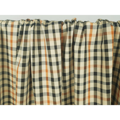 Coupon Toile Coton / Lin Carreaux Noir / Beige 70 cm x 150 cm