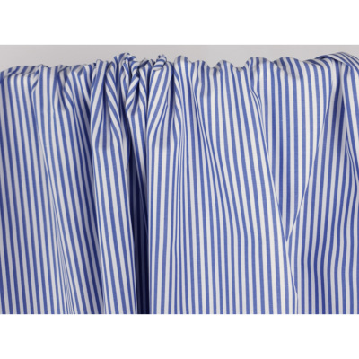 Tissu Popeline 100 % Coton Rayé Bleu