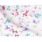 Coupon Voile de Coton Rayures Jacquard Imprimé Fleurs 60 cm x 135 cm
