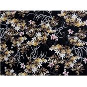 Tissu Jersey Noir Imprimé Fleurs