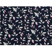 Tissu Jersey Viscose / Elasthanne Marine Imprimé Fleurs