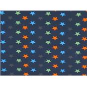 Tissu Jersey Coton / Elasthanne Bleu Marine Imprimé Etoiles Multicolore