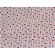 Tissu Popeline Imprimé Carreaux et Petit Papillons