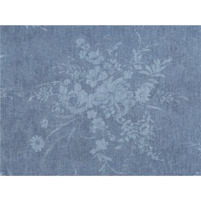 Tissu Denim Léger Imprimé Fleurs Façon Aquarelle