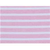 Tissu Jersey Rayé Double Face Rose / Blanc