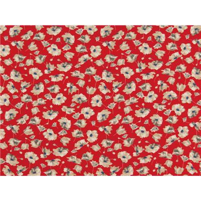 Tissu Maille Jersey Viscose / Elasthanne Fleurs Rouge