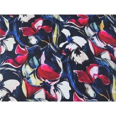 Tissu Viscose Crepe Imprimé Fleurs Abstraites