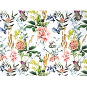 Tissu Satin de Coton RIO Fleurs & Oiseaux Ecru