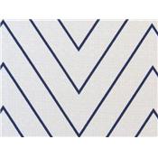 Tissu Sergé Blanc Imprimé Chevron Bleu Marine