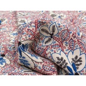 Tissu Crepe Viscose Fleurs Ethniques Bleu