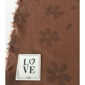 Tissu Maille Côte 1X1 Fleurs Choco