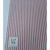 Tissu Oxford 100 % Coton Rayé Bordeaux & Blanc