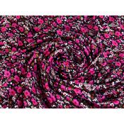 Tissu Voile de Viscose Fleurettes Rose