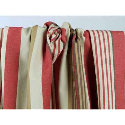 Tissu Canvas 100 % Coton Rayures Earth Boho Rouge & Noisette