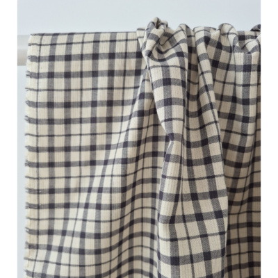 Tissu Double Gaze Lisse 100 % Coton Réversible Carreaux Fines Rayures