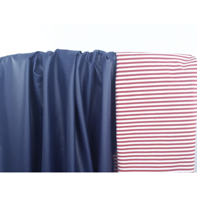 Tissu Maille Jersey Double Face Enduit Marine / Rayé