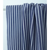 Tissu Oxford 100 % Coton Rayé Bleu Jeans & Blanc