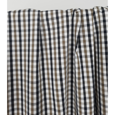 Tissu Popeline 100 % Coton Carreaux Beige & Noir