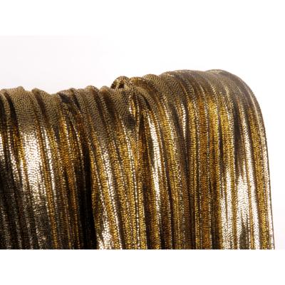 Tissu Satin Plissé Noir Imprimé Foil Doré