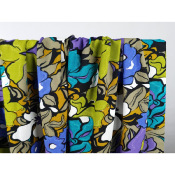 Coupon Toile Viscose / Lin Flower Camouflage 80 cm x 140 cm