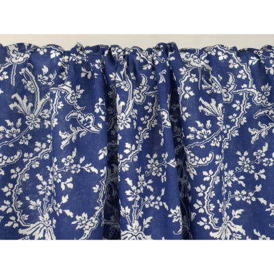 Tissu Voile de Coton Fleurs Bleu