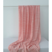 Tissu Taffetas Léger Viscose & Soie Graphic Checks Rose / Ecru