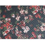 Coupon Voile Plumetis Imprimé Fleurs 100 cm x 140 cm