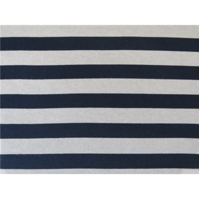 Tissu Jersey Coton Rayé Blanc / Bleu Marine