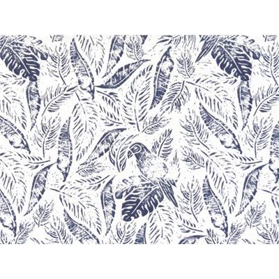 Tissu Coton / Lin Blanc Imprimés Perroquets et Feuillages