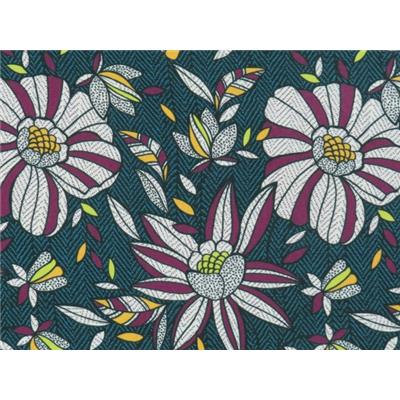 Tissu Crepe Imprimé Fleurs Façon Wax