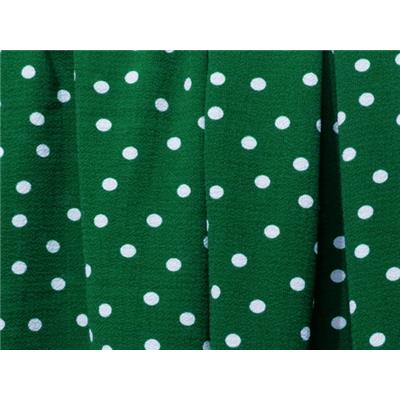 Tissu Crepe Vert Sapin Pois Blanc