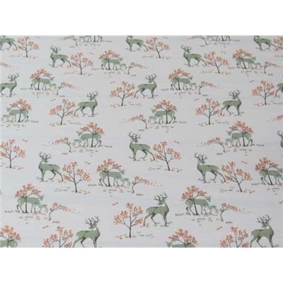 Tissu Flanelle Coton Imprimé Famille Cerf