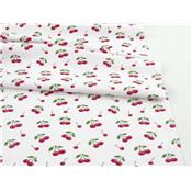 Tissu Jersey Coton / Elasthanne Cerise Blanc