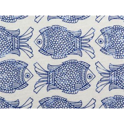 Tissu Jersey Coton Flammé Imprimé Poisson